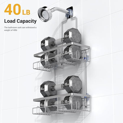 AKTECKE Shower Caddy Hanging Bathroom Organizer: Rustproof Shelf for Inside Shower - No Drilling Racks Over Showerhead - Bath Shelves for Shampoo Soap