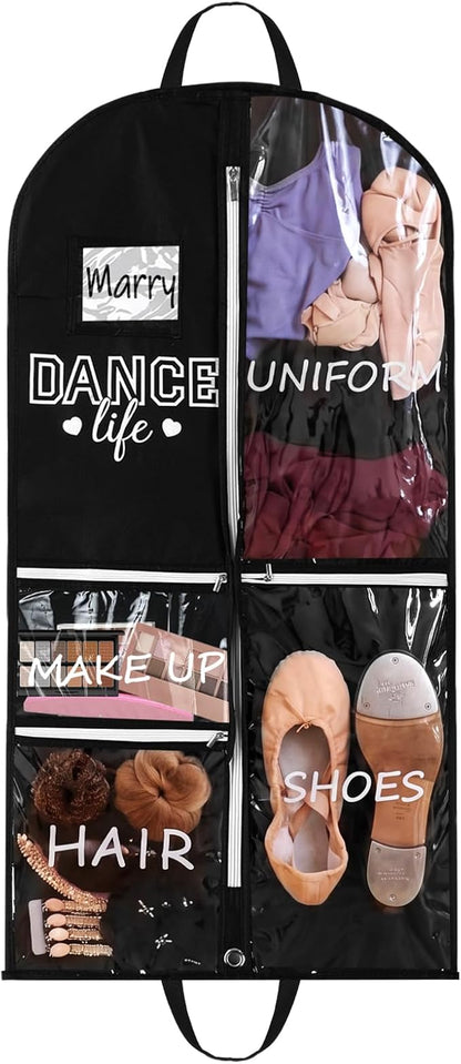 Blushtier Cheer Garment Bags for Cheerleading 40 Inch Uniform Hanging Garment Bags for Dance Costumes Clothes Bag with 5 Pockets and Side Zip Travel Storage Cheer Uniform (Dance)