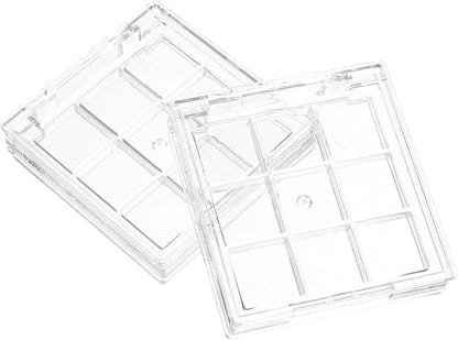 Veemoon Empty Makeup Lipstick Palette, 2pcs 9-Grid Plastic Eyeshadow Case Portable Diy Blush Pan Depotting Makeup Containers Lipstick Dispensing Organizer Storage Boxes for Make up Sample Travel