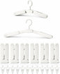 6 Pack Foldable Travel Hangers with 12 Clips, Portable Collapsible Clothes Hanger for Travel, Cruise, Hotel, Camping, Dorm, Space Saving Laundry Solution for Small Spaces (White)