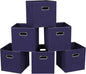 Fabric Cloth Storage Bins,Fabric Cube Bins Organizer with Dual Handles Foldable Cube Storage Baskets for Home Bedroom Storage,Set of 6,(Navy Blue)