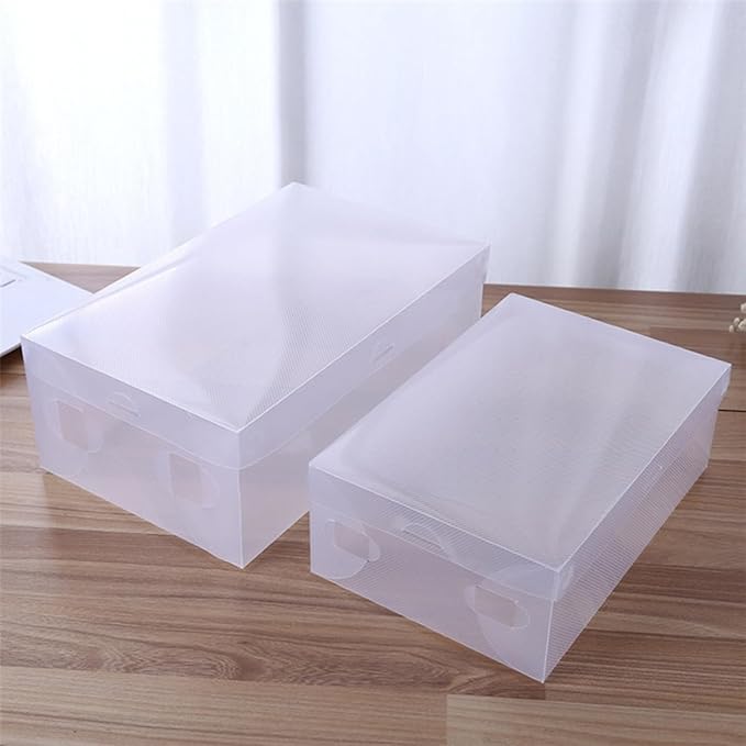 Ipetboom 6PCS Transparent Hinged Shoe Storage Boxes Dustproof Plastic Shoe Containers for Home and Shop Organization
