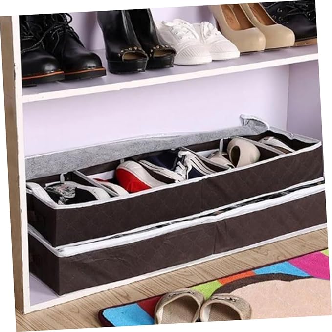 Amosfun Folding Shoe Storage Case with Visible Window Lightweight Non Woven Compact Organizer for Home and Travel Space Saving Foldable Shoe Box with Dust and Moisture Protection Small