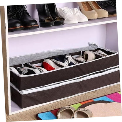 Amosfun Folding Shoe Storage Case with Visible Window Lightweight Non Woven Compact Organizer for Home and Travel Space Saving Foldable Shoe Box with Dust and Moisture Protection Small