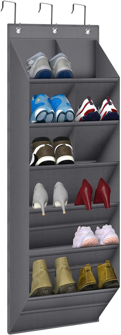 Hanging Shoe Organizer for Closet with 9 Deep Pockets, Over the Door Shoe Rack, Shoe Holder for Narrow Door Dorm RV Shoe Storage, Grey