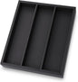 Fibogollo Silverware Organizer Bamboo Kitchen Drawer Organizer, Flatware Organizer Tray for Kitchen, Flatware, Utensils（Black）