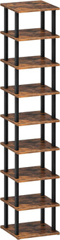 CHOEZON 9-Tier Vertical Shoe Rack, DIY Corner Shoe Rack for Entryway, Narrow Shoe Shelf, Tall Storage Organizer, Saving Space, for Small Spaces, Entryway, Hallway, Rustic Brown and Black MXJ01BF