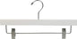 White Wooden Pant Hanger w/Adjustable Cushion Clips, Box of 50 Flat Wood Bottom Hangers w/Chrome Swivel Hook for Jeans Slacks or Skirt