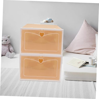 Cabilock 2Pcs Thickened Transparent Drawer Type Shoe Box for Men Stackable Plastic Footwear Storage Container with Large Capacity Space-saving Shoe Organizer for Home and Office