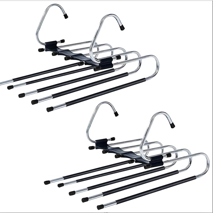 Generic Space Saving Pants Hanger- 2 Pack Closet Organizer: Jeans, Trousers, Scarves & Towels Non-Slip Hanger