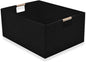 xianshengle Fabric Storage Basket for Shelves, Collapsible Storage Bins with wood Handles, Rectangle Closet Baskets, Wardrobe Organiser, for Sorting Clothes, Family Items (Black) (1)