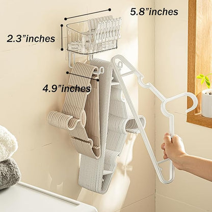 Adhesive Clear Hanging Headband Organizer Wall, Makeup Storage Box with Brackets Rack Caddy for Hair Headband Jewelry Clips Pins Rings