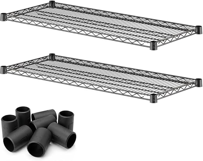 2 Pack Black Additional Wire Shelf for 18" x 42" Shelving Units, Replacement Shelves for Wire Rack