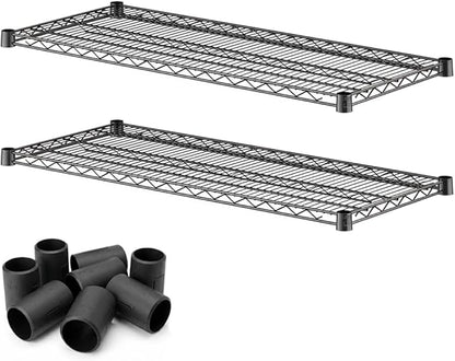 2 Pack Black Additional Wire Shelf for 18" x 42" Shelving Units, Replacement Shelves for Wire Rack