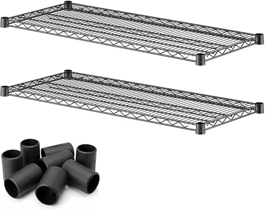2 Pack Black Additional Wire Shelf for 18" x 42" Shelving Units, Replacement Shelves for Wire Rack