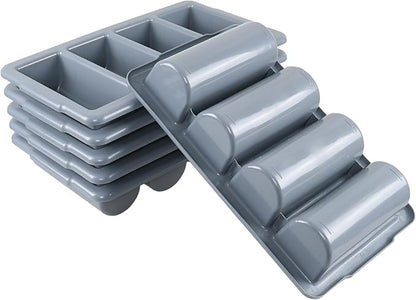 Morcte 4 Compartment Commercial Silverware Bin, Set of 4 Plastic Cutlery Trays for Restaurant, Gray
