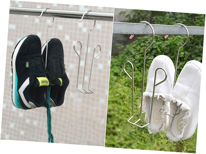 Zerodeko 6pcs Stainless Steel Shoe Drying Rack Easy to Use Organizer for Boots and Shoes Space-Saving Hanging Shelf Silver Finish for Home Entryway