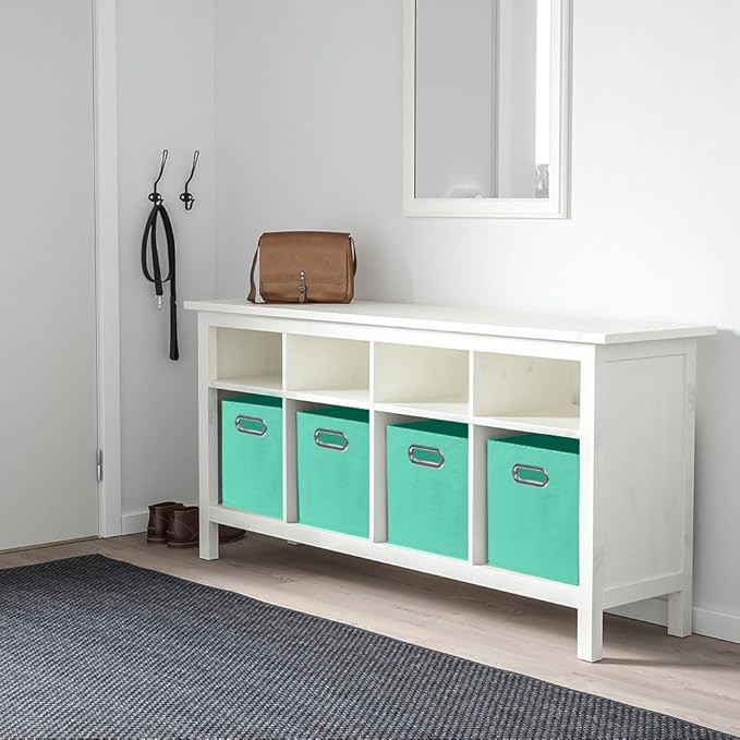 ShellKingdom Storage Bins, Foldable Fabric Storage Cubes And Cloth Storage Organizer Drawer with Metal Handle For Closet And Toys, 11 X 10.5 X 10.5 INCH, 6 Pack (Mint Green)