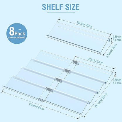 Suneerplay Spice Drawer Organizer 8 Tier, Acrylic Seasoning Organizer Rack, Clear Spice Rack Tray, Kitchen Seasoning Jars Drawers Insert (Jars Not Included/Expandable From 13" to 26")