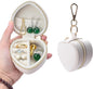 Heart Shape Ring Holder Keychain, Mini Travel Jewelry Case for Wedding Ring, Sports & Vacation, Portable Zipper Clutch Organizer for Earrings Necklace, Premium Gift for Women Girls (White)