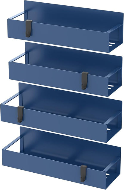 HuggieGems 4 Pack Magnetic Spice Storage Rack Organizer for Refrigerator and Oven, Royal Blue Fridge Organizers and Storage