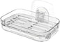 Soap Dish for Shower Clear Soap Holder Pull-Out Water Tray No Drilling Required Strong Fixation for Rv Bathroom and Kitchen Easy（1 Pack）
