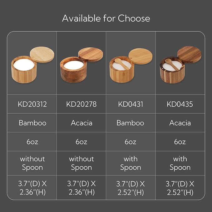 KITCHENDAO Bamboo Salt Cellar Bowl Box，Elegant Kitchen Salt Container Holder with Swivel Magnetic Lid to Store Pepper Spice Bath Salt Sea Salt Herbs or Favorite Seasonings