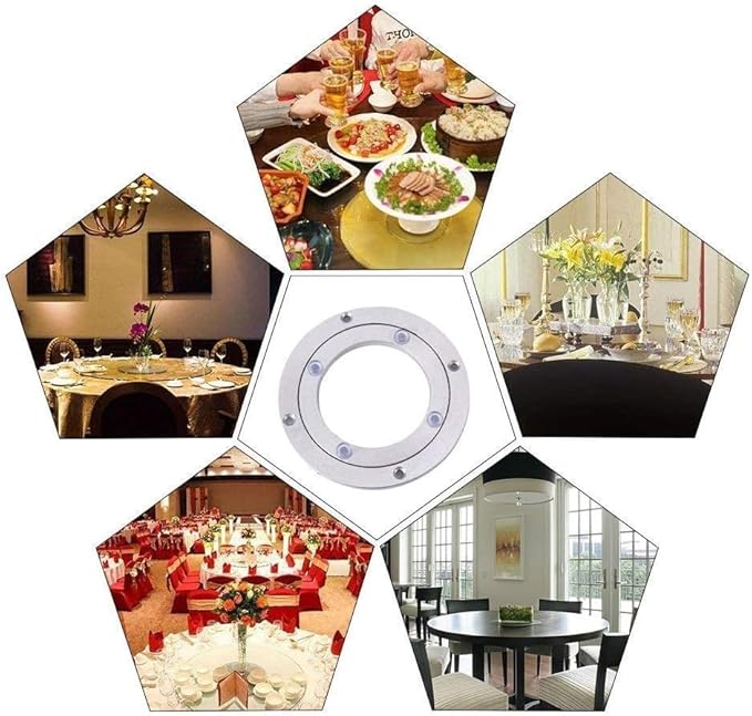 Lazy Susan Bearing, Lazy Susan Hardware Turntable Bearing Lazy Susan Parts Heavy Duty Aluminium Alloy Rotating Bearing Plate Turntable Round Dining Table (6 inches*H8.5MM)