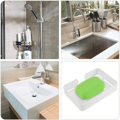 uxcell Soap Dish Holder Saver SUS304 Stainless Steel Wall Mounted Tray with Installation Kits White for Shower Bathroom Tub and Kitchen Sink