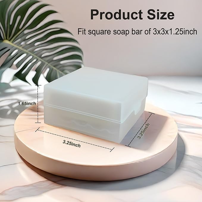 Travel Soap Container with Draining Layer, Square Soap Dish Bar Soap Holder for Shower with Lid Soapbox Bathroom Soap Dishes fit Dr Squatch Bars for Traveling Vonpri (Clear)