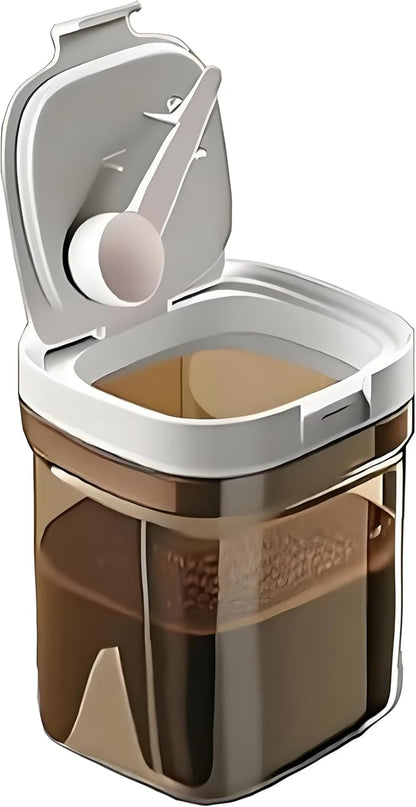 Airtight Coffee Canister, 15oz Coffee Storage Container with Scoop, Kitchen Food Storage Jar for Grounds Coffee, Beans, Tea, Sugar, Flour, Cereal, 1300ml