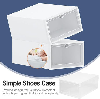 Shoe Boxes 6pcs 33x23x14cm Thickened Plastic Drawer-style Shoes Storage Containers Stackable Organizers for Home Closet