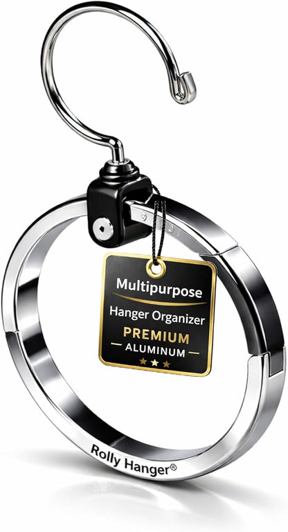 Rolly Hanger® Closet Space Saver – Premium Rotating Aluminum Organizer for Belts, Ties, Hats & Handbags – Heavy Duty 360° Swivel – Declutter & Maximize Storage (3 Pack)