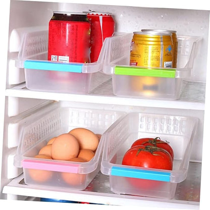 Cabilock Refrigerator Fruit Container Freezer Drawer Organizer Pantry Storage Fridge Bins Kitchen Organizer Compact Sturdy Ventilated for Fruits Drinks Sauce Bottles Random Color