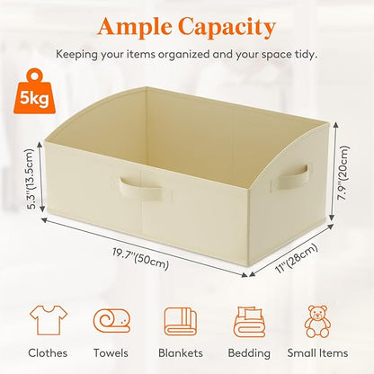 Lifewit Trapezoid Closet Storage Bins for Shelf, 6 Packs Non-woven Closet Organizer Baskets with Handles, Foldable Clothes Containers Boxes for Clothing, Book, Purse, 23L, Extra Large, Beige