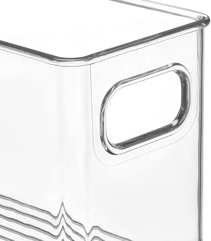 mDesign Plastic Bathroom Organizer - Storage Holder Bin with Handles for Vanity, Cupboard, Cabinet Shelf, Linen or Hallway Closets, Holds Styling Tools, Beauty Products, or Toiletries - 2 Pack - Clear