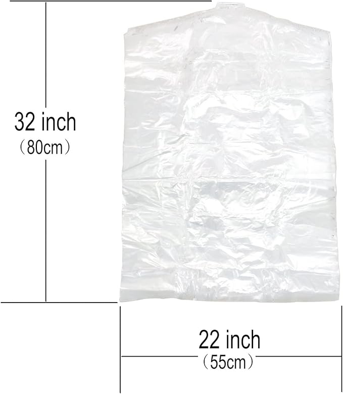 100 Pack Garment Bag,Transparent Clothing Cover, Storage Bag for Short or Children's Clothing (55 * 80)