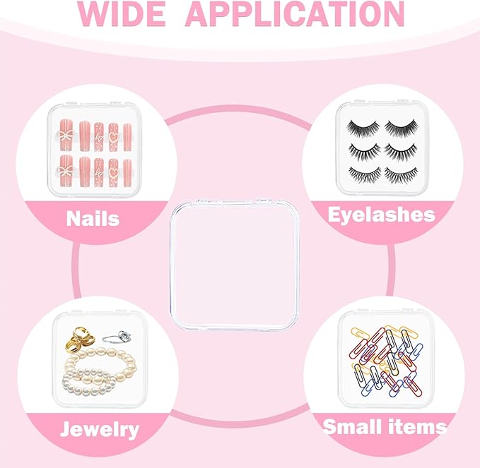 24pcs Press on Nail Storage Box with 10M Adhesive Double Sided Tape Acrylic Nail Display Box Artificial False Nail Box Organizer Fake Nail Case Transparent Nail Packaging Boxes for Nail Salon