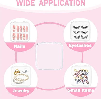 24pcs Press on Nail Storage Box with 10M Adhesive Double Sided Tape Acrylic Nail Display Box Artificial False Nail Box Organizer Fake Nail Case Transparent Nail Packaging Boxes for Nail Salon