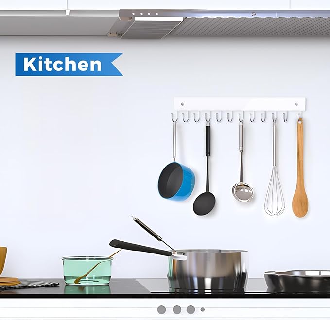 Belt Hanger Wall Mounted, Wooden Coat Rack Belt Organizer 2 Pack Max 24 Storage Capacity, 180° Rotating Space Saving Hangers for Ties, Tank Tops, Scarves, Bras, Keys, Bags White