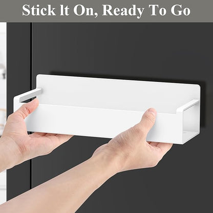 HuggieGems 6 Pack Magnetic Spice Rack Organizer for Refrigerator and Oven, White Fridge Organizers and Storage for Kitchen