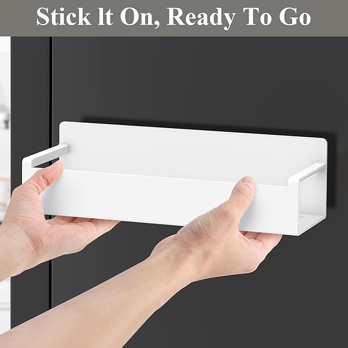HuggieGems 4 Pack Magnetic Spice Rack Organizer for Refrigerator and Oven, White Fridge Organizers and Storage for Kitchen