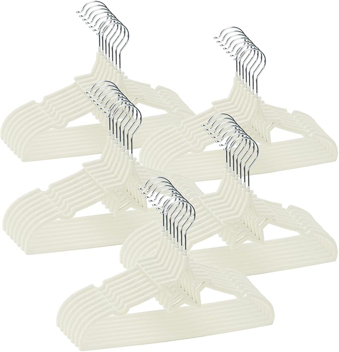 GoodtoU 50 Pack Velvet Baby Hangers, 12.8 Inch Non-Slip Toddler Clothes Hangers, for Infant Coats, Dresses & Pants, White - Star