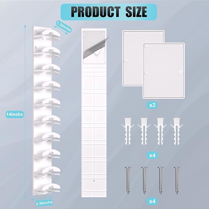 2 Pack Hat Organizer for Baseball Caps, Hat Rack for Wall with Strong Adhesive, Hold Up to 20 Hats, Hat Rack for Door Closet, Multi-Tier Hat Organizer, Two Mounting Options (White)