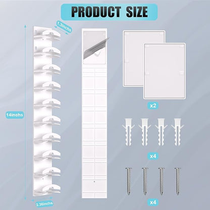 2 Pack Hat Organizer for Baseball Caps, Hat Rack for Wall with Strong Adhesive, Hold Up to 20 Hats, Hat Rack for Door Closet, Multi-Tier Hat Organizer, Two Mounting Options (White)