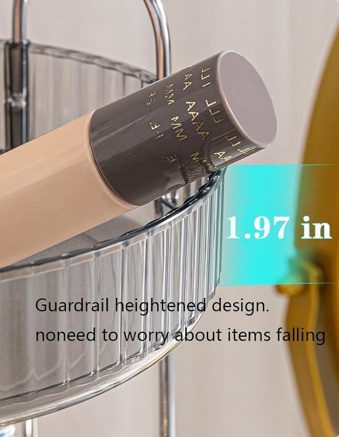360 Rotating Makeup Organizer and Storage for Vanity Countertop 2 Tiers, High Capacity Cosmetic Skincare Perfume Organizers for Dresser Bathroom Lazy Susan