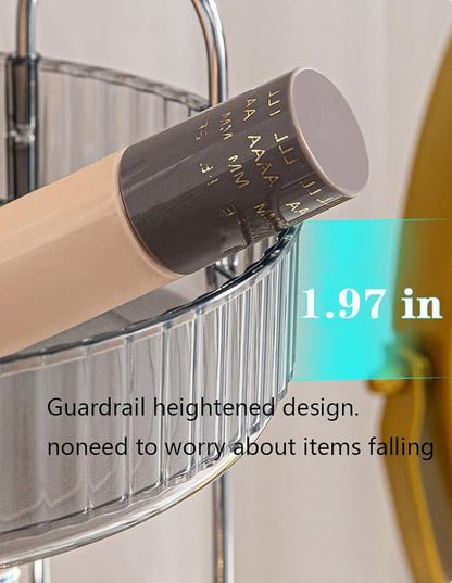 360 Rotating Makeup Organizer and Storage for Vanity Countertop 2 Tiers, High Capacity Cosmetic Skincare Perfume Organizers for Dresser Bathroom Lazy Susan
