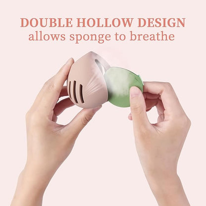 3 Pcs Makeup Sponge Holder, Cosmetic Travel Cases, Egg-shaped Blender Storage, Durable Silicone Organizer for Wet or Dry Makeup Sponges, Space-Saving, Easy to Clean (white/pink/khaki)