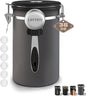 38oz Airtight Coffee Canister,Stainless Steel Coffee Bean Storage Container with Scoop Date Tracker & CO2 Release Valve for Beans, Grounds and more- Gray