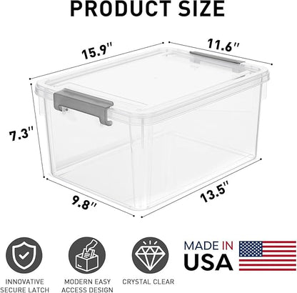 Citylife 17 QT Plastic Storage Bins with Lids Latching Stackable Storage Containers for Organizing Large Clear Storage Box for Garage, Craft, Toys, Closet, Home, 1 Pack